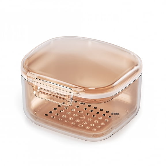 BPPEG 3-Layer Denture Bath Case with Strainer Basket, Multipurpose Retainer Box for Cleaning and Soaking, False Teeth Container
