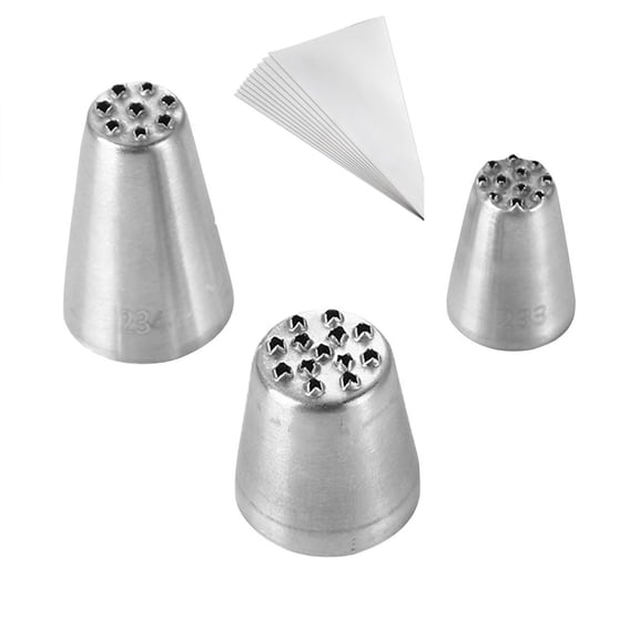 BPPEG 3 Pcs Pattern Cake Decorating Tips Set, Stainless Steel Icing Piping Nozzles for Cupcakes, Cookies, Pastries, Wedding Birthday Party Baking Supplies Kit
