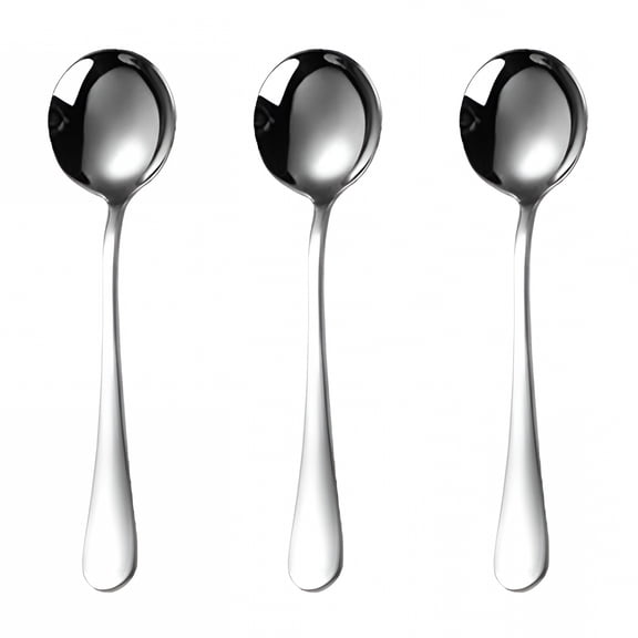 BPPEG 3 Pcs Stainless Steel Soup Spoons, Heavy Duty Shovel Spoons for Kitchen Dining, Rust Resistant Utensils for Coffee Tea Fruit