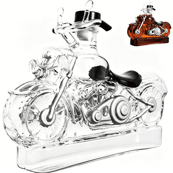 BPPEG 300Ml Motorcycle Whisky Decanter,Glass Motorcycle Whiskey Wine Bottle for Storing Spirits,Funny Motorbike Whisky Decanter for Men Dad Motorcycle Lovers Gift