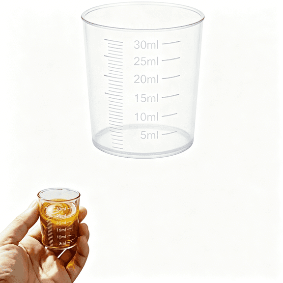 BPPEG 30Ml Plastic Liquid Measuring Cups, 1Oz Clear Small Graduated Medicine Cups for Liquid Medicine, Epoxy Resin, Paint Mixing, Multifunctional Kitchen Baking Tools (Transparent, 10 Packs)
