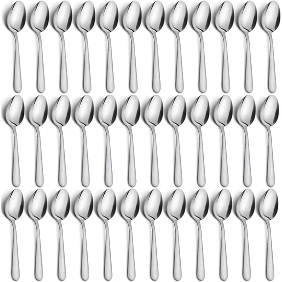 BPPEG 36-Piece Tea Spoons Set-5.9" Stainless Steel Tea Spoon Silverware,Durable Small Spoons,Cost-Effective Teaspoon Set of 36 for Home Kitchen Restaurant-Mirror Polished,Dishwasher Safe