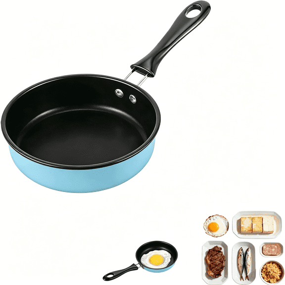 BPPEG 4.7 Inch Mini Frying Pan,Black Non-Stick Egg Pan with Hanging Hole,Flat Bottom Design for Gas,Induction,Electric Stove,Perfect for Single Serve Breakfast,Omelets&Camping