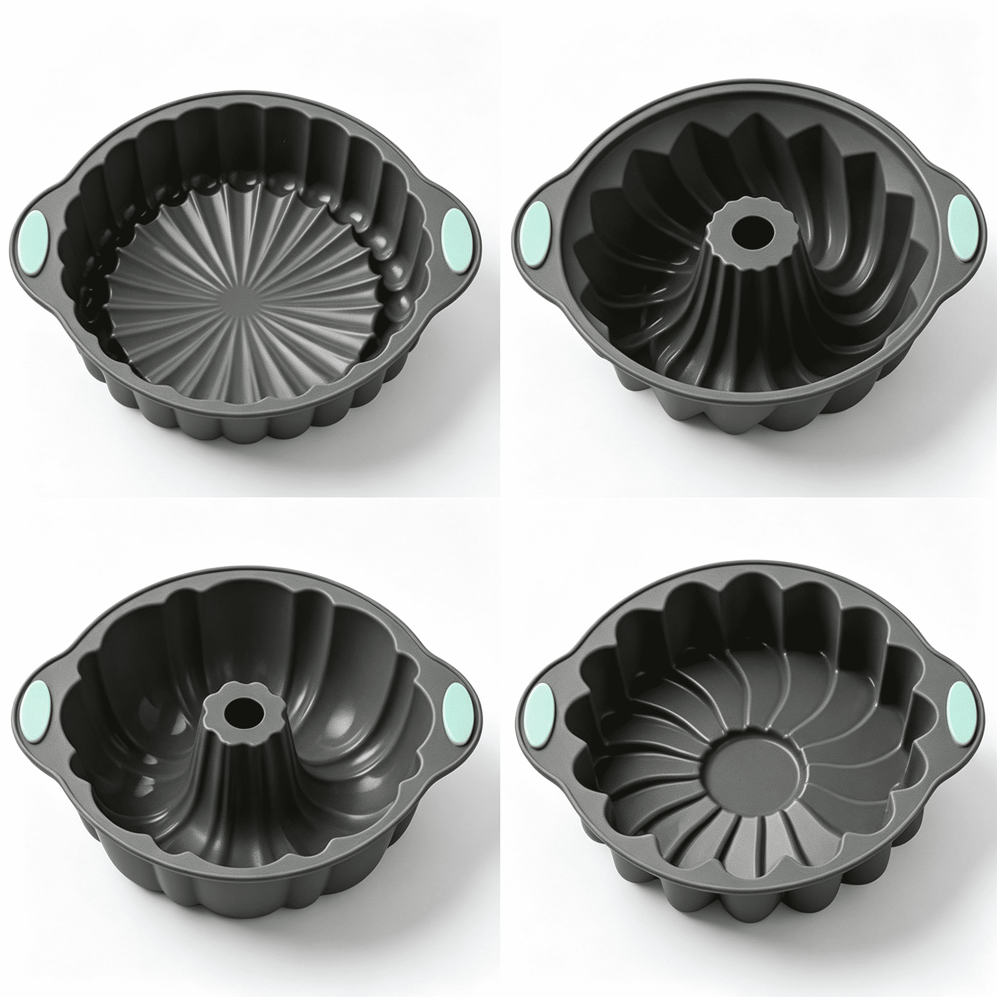 BPPEG 4 Pack Silicone Fluted Pans, Non-stick Baking Molds Silicone Cake ...