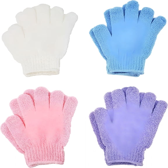 BPPEG 4 Pairs Exfoliating Gloves-Premium Scrub Wash Mitt for Bath Or Shower-Luxury Spa Exfoliation Accessories for Men and Women