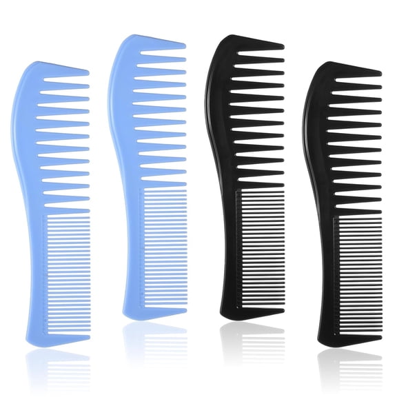 BPPEG 4 Pcs Boys Comb, 2-In-1 Wide and Fine Tooth Plastic Combs for Kids, Boys Hair Comb for Men, Women All Hair Types, Beard and Mustache, Baby Comb Black & Blue