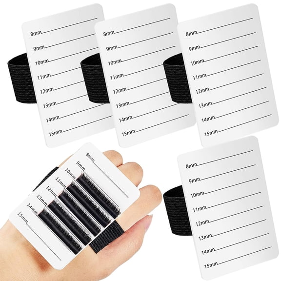 BPPEG 4 Pcs Lash Extension Holder for Hand, Adjustable,8-15 mm,White | Eyelash Pallet Tray with Wrist Strap, Lash Tile Palette, Reusable, Acrylic, 8 Layer, Fits Most Eyelash Strip