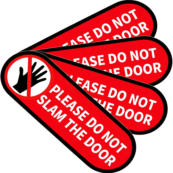 BPPEG 4 Pcs Please Do Not Slam the Door Sign Stickers, Waterproof and Uv Resistant Close Door Gently Sign for Van Car Suv Taxi Driver Window Door Small Size
