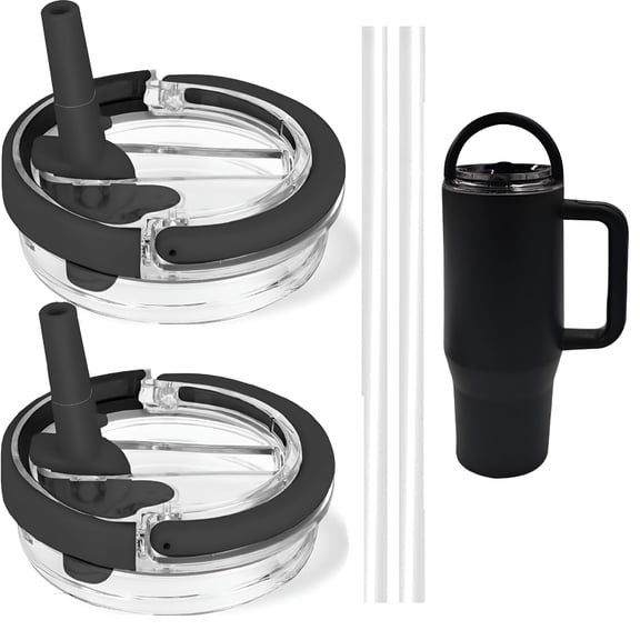 BPPEG 40 Oz Threaded Tumbler Replacement Lid with Handle,No Leak Lid with Handle (Licorice,2Pk)