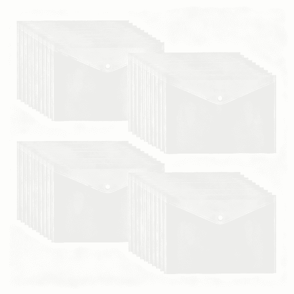 BPPEG 40 Pcs Clear Plastic Envelope with Snap Button Closure,A4 Size Plastic Waterproof Envelope File Folder,Transparent Folders for Documents,Letter Size,For School and Office Supplies