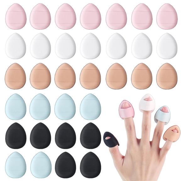 BPPEG 40 Pcs Mini Makeup Puff,Drop-Shaped Makeup Sponges Reusable,For Foundation,Triangle Finger Soft Setting,Mineral Powder & Body Powder,Easy to Use
