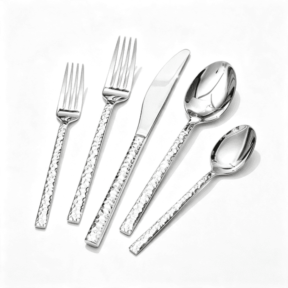 BPPEG 40 Piece Hammered Silverware Set,18/10 Stainless Steel Flatware,Cutlery Set for Home,Mirror Polished Dishwasher Safe 18/10 Stainless Steel Flatware Set Stainless Steel Silverware Set
