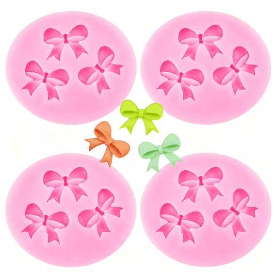 BPPEG 4PCS Mini Fondant Bow Molds, Bow Silicone Chocolate Molds for ...