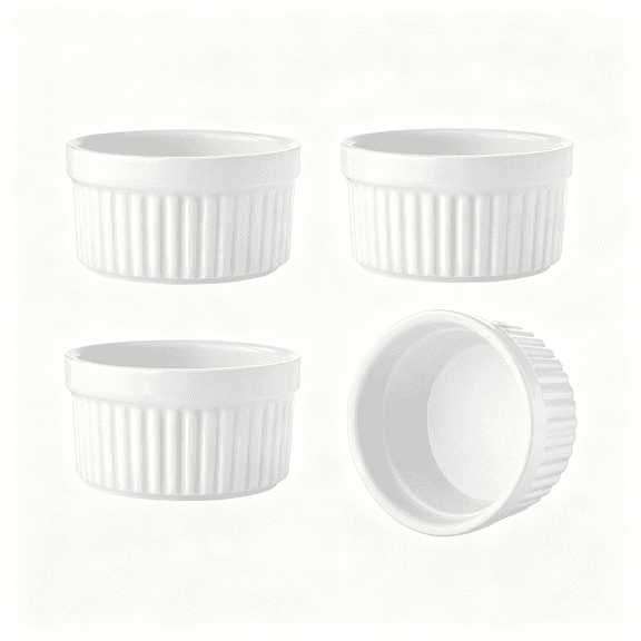 BPPEG 4Pcs Ceramic Ramekins Oven Safe,Creme Brulee Ramekins for Baking,Small Bowls Dipping Sauce Dish Classic Style Ceramic Ramekin(4 Oz)