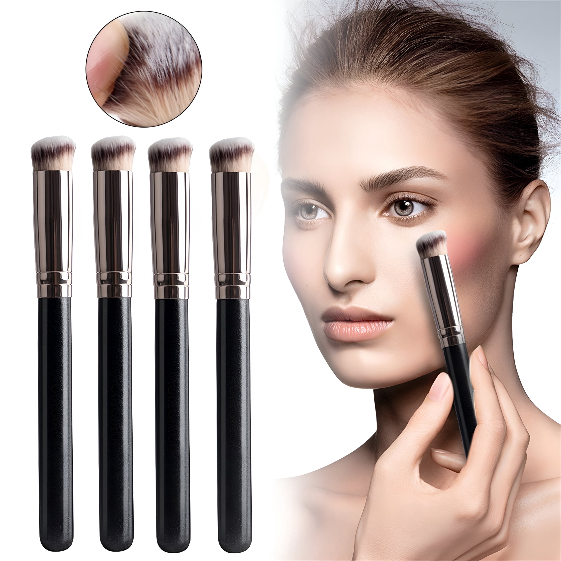 BPPEG 4pcs Concealer Under Mini Angled Flat Top Nose Brush Concealing ...