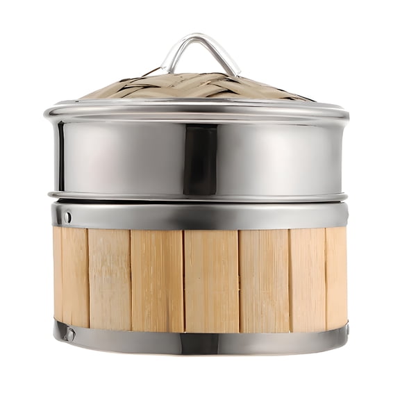 BPPEG 5 Inch Bamboo Steamer Basket, Handwoven Natural Dumpling Cooker for Vegetables and Buns, Compact Traditional Kitchen Steaming Tool