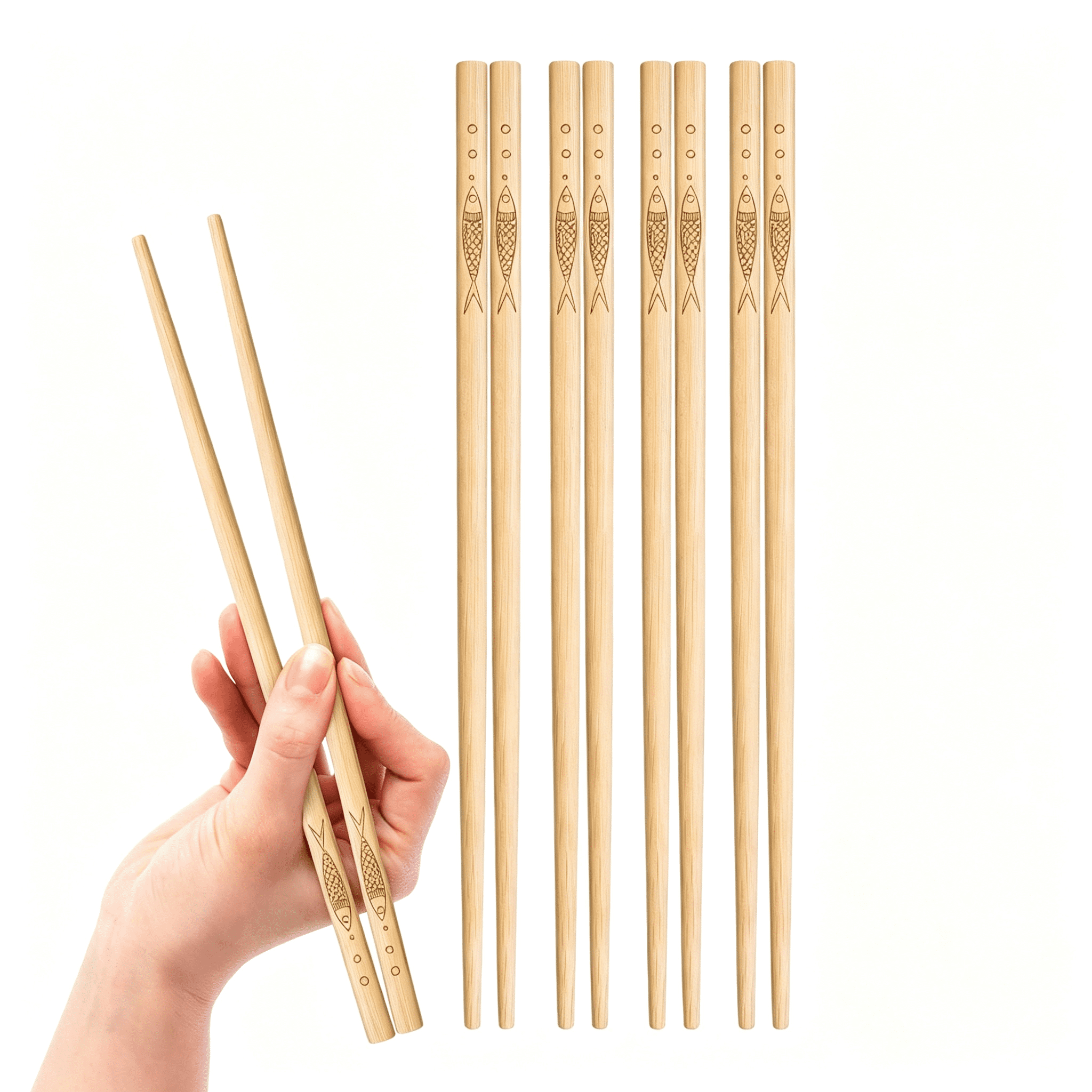 BPPEG 5 Pairs of Bamboo Chopsticks Can Be Reused, Classic Healthy High ...