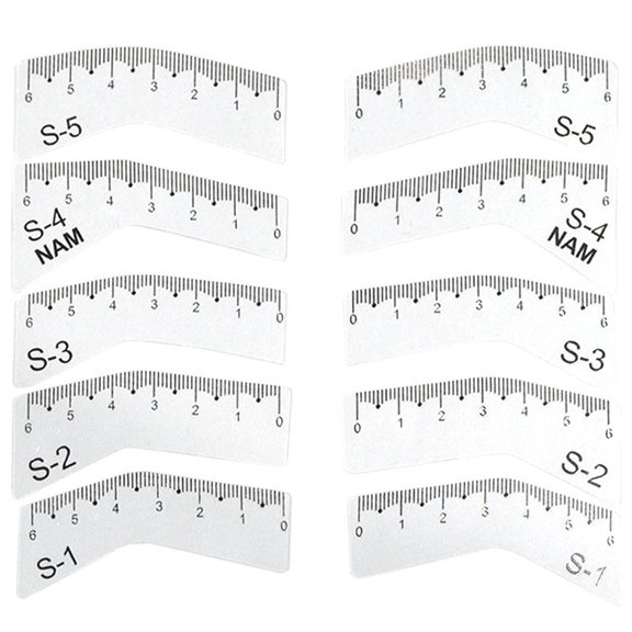 BPPEG 5 Pairs Eyebrow Design Ruler-Microblading Mapping Tool with Curved,Transparent for Symmetrical Brows|Reusable Brow Shaping Kit for Beginners and Professionals