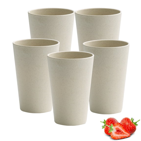 BPPEG 5 Pcs Unbreakable Plastic Cups Set,16.9 Oz Reusable Plastic Cups,Stackable Water Tumblers,Drinking Cup for Kitchen,Outdoor,Bpa-Free,Dishwasher Refrigerator and Microwave Safe(Beige)