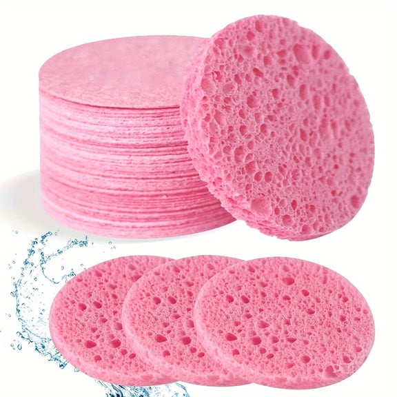 BPPEG 50 Compressed Facial Sponges-Cellulose Face Sponges for Cleansing|Round Facial Scrub Pads,Exfoliating Sponge for Washing Face,Gentle Exfoliating,Makeup&Mask Removal,Esthetician Supplies