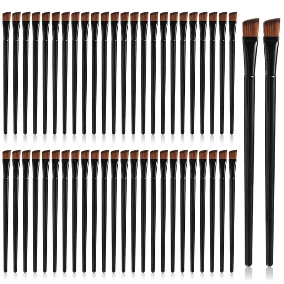 BPPEG 50 Pieces Angled Eyebrow Brush,Disposable Concealer Eyeliner Brush|Versatile Flat Tapered Eye Makeup Brush for Multi Makeup Uses,Angled Eyeliner Brush for Precise Lines