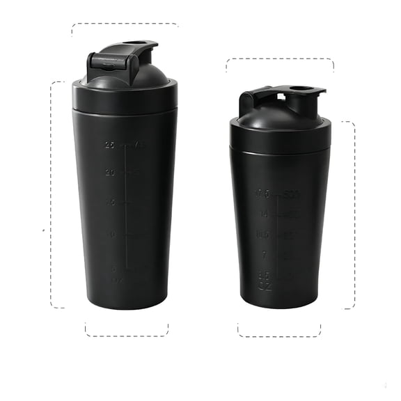 BPPEG 500Ml/750Ml Stainless Steel Protein Powder Shaker Bottle with Steel Ball and Scale Leak Proof Gym Fitness Sport Whey Shakes Cup Protein Shaker Bottle Stainless Steel