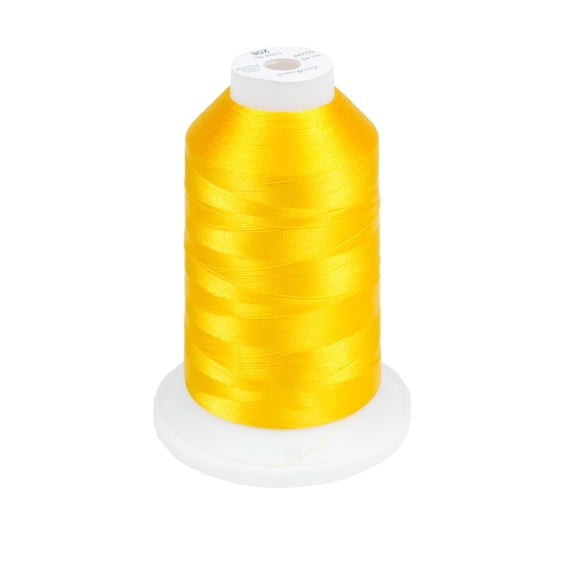BPPEG 5500Yds/5000M 40WT Polyester Embroidery Thread Harvest Gold 206 | Large 5000M spool with thread lock base feeds smoothly for stable 40WT polyester stitching on home and commercial machines.