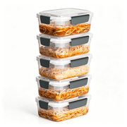 BPPEG 5Cup Plastic Food Storage Containers with Lids for Lunch Meal Prep,5Pk,Bpa Free,Stackable and Nestable,Snaplock Lid,Freezer Dishwasher Microwave Safe