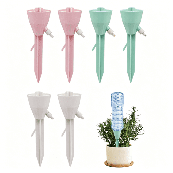 BPPEG 6 Pack Self Watering Planter Drip,Automatic Drip Irrigation Stakes with Adjustable Valve,Adjustable Water Flow System,Self Watering Planter Insert Devices for Indoor and Outdoor Plants
