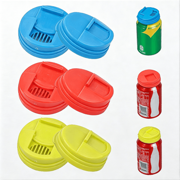 BPPEG 6 Pack Soda Can Lids Leakproof Cap Press Type Splash Cap Beer Cans Cover Reusable Can Caps for Carbonated Water Soft Drink Indoor Outdoor Accessories,Blue
