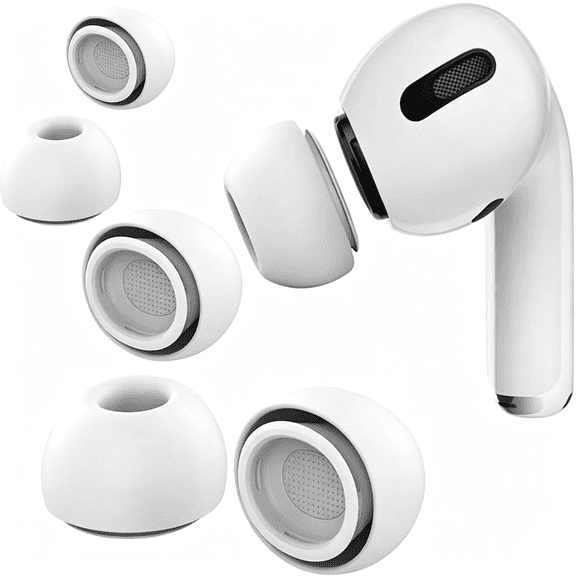 BPPEG 6 Pairs] Airpod Pro Tips Earbud Replacements for Airpods Pro & Airpods Pro 2 2Nd Generation-Small,Medium and Large,Noise Reduction Hole Earbuds Replacement Tips (White)