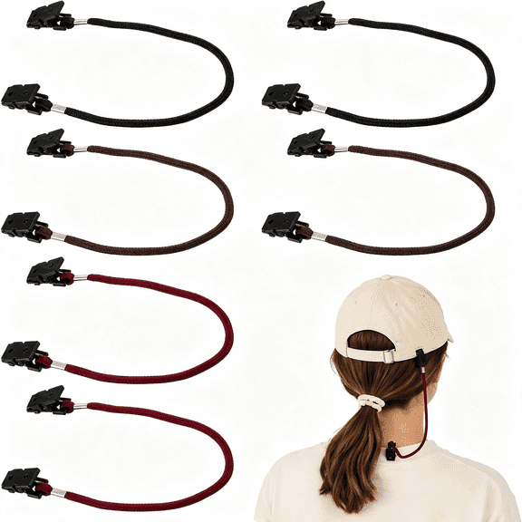 BPPEG 6 Pcs Hat Strap Clips for Wind, Adjustable Hat Clips for Wind Elastic Windproof Cap Retainer Clip for Baseball Caps Travel Sun Hats Fishing Hats Windproof and Secure Hat Clips for Wind
