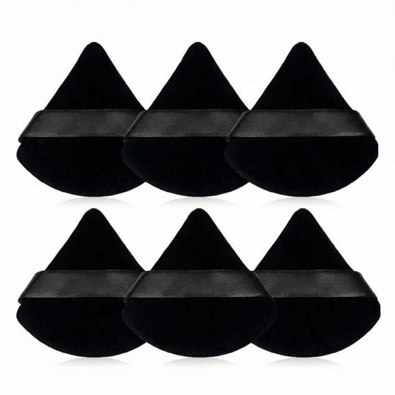 BPPEG 6-Piece Triangular Powder Puff, Dry and Wet Dual-Use, Facial Soft Triangular Powder Puff, Makeup Bubble Velvet Foundation Make-Up Sponge, Valentine'S Day Gift (Black)