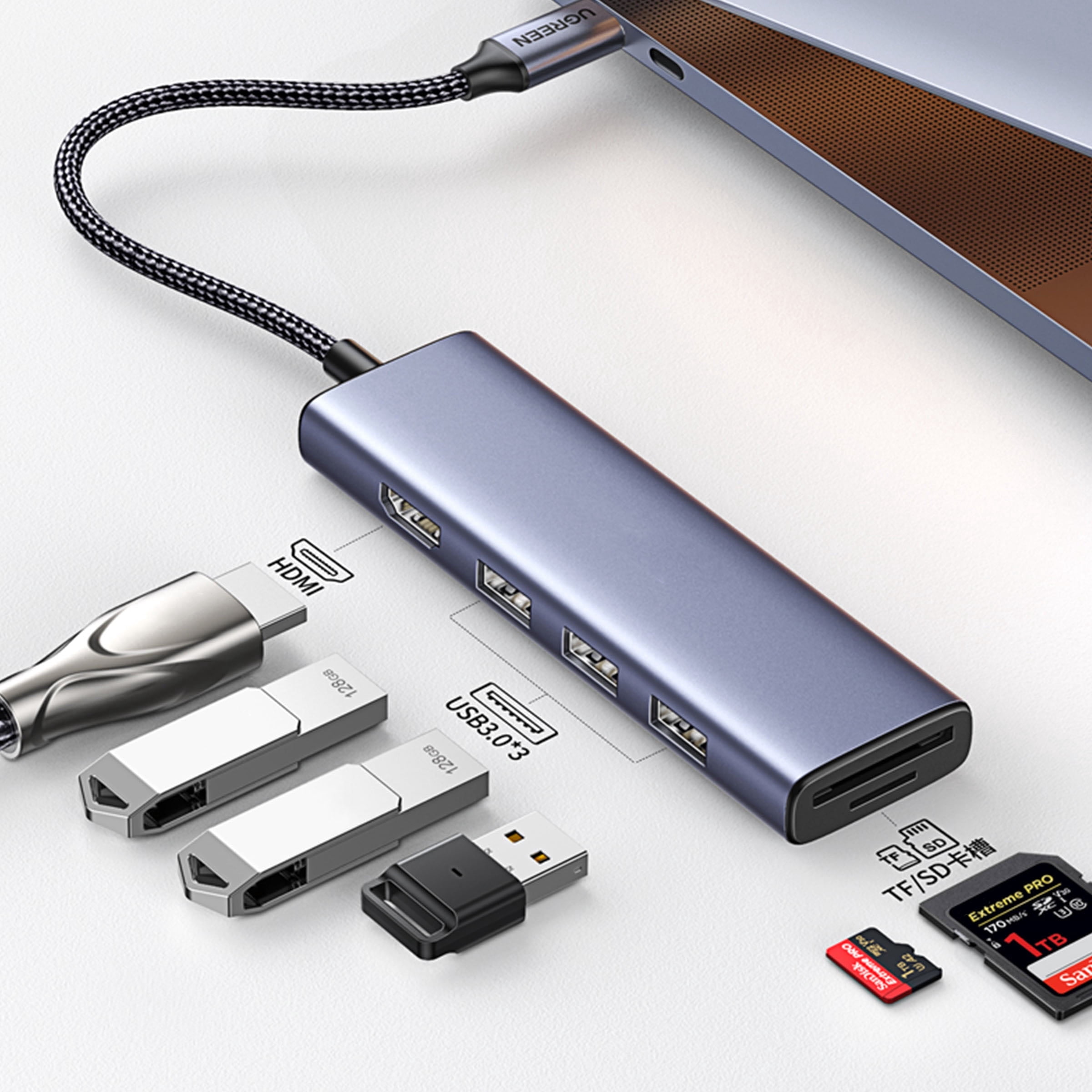 BPPEG 6 in 1 Usb C Hub, Docking Station, 3* Usb 3.0 Ports, 4K Sd/Tf ...