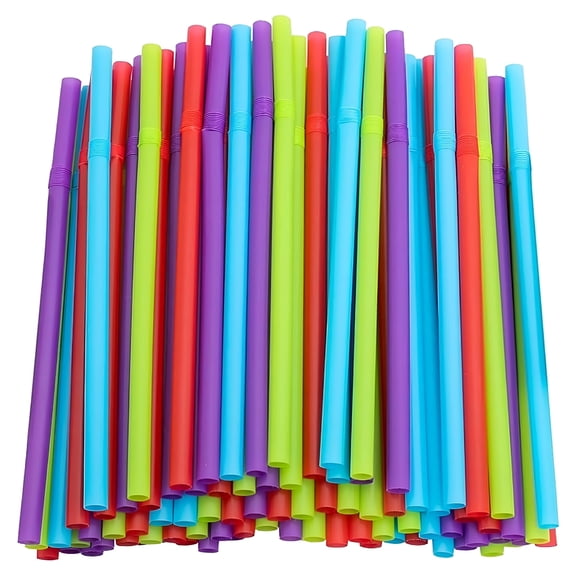 BPPEG 600 Count Jumbo Flex Straws, Multi-Colored Bendable Plastic Drinking Straws, BPA Free Disposable Smoothie Straws