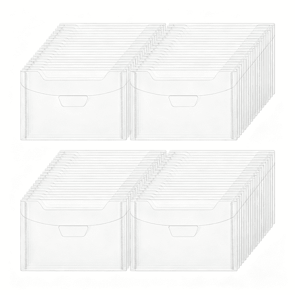 BPPEG 60Pcs 5X7" Clear Plastic Envelopes with Slide-On Seal Closure,Resealable Storage Pockets for Photos,Cards,Stamps&Diy Crafts,Waterproof Document Holders for Office&Scrapbooking