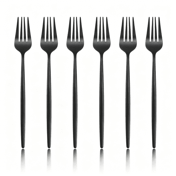 BPPEG 6Pcs Black Dinner Forks 18/0 Stainless Steel Forks Set for Home Kitchen and Restaurant,Satin Finished,Dishwasher Safe (8.46-Inch,Set of 6)