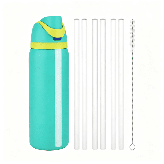 BPPEG 6Pcs Replacement Straws for Water Bottle 24 Oz 32 Oz Accessories | Reusable Plastic Straws with Cleaning Brush for Cup 24Oz 32Oz Travel Tumbler Parts for Sports Bottle (White)