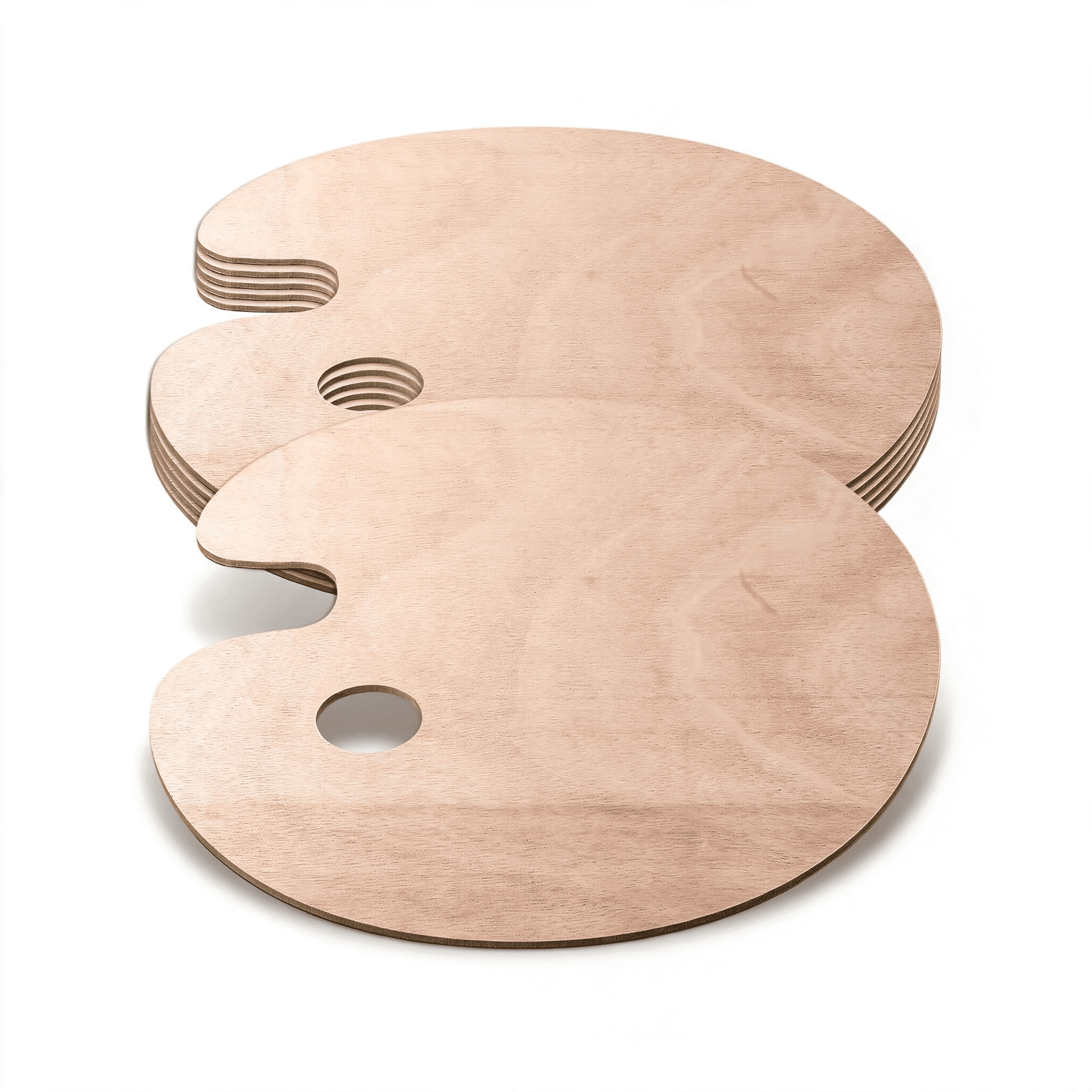 BPPEG 6Pcs Wooden Painting Palette Oval with Thumb Hole,15.7 * 11.8 ...