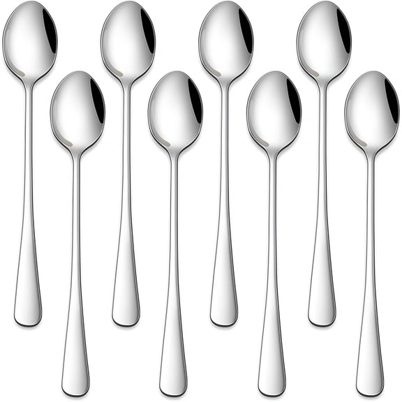 BPPEG 7.5 Inches Stainless Steel Iced Tea Spoons,Set of 8 Long Stirring Spoons for Coffee,Cocktail,Ice Cream,Long Handle Iced Teaspoons,Latte Spoons for Mixing