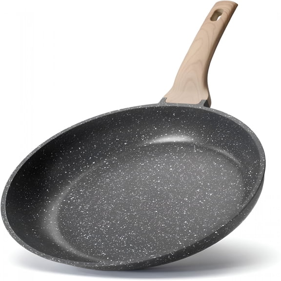 BPPEG 8 Inch Nonstick Frying Pan Skillet,Non Stick Granite Fry Pans,Omelette Pan,Egg Frying Pan with Heat-Resistant Handle,Requires Installation,Free Chef'S Pan,Induction Compatible