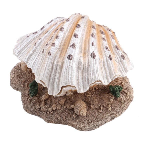 BPPEG Aquarium Decoration Coral Reef Aerating Action Ornament,Fish Tank Shell Pearl Bubbler Decor with Resin Cave for Fish and Shrimp Hideout (3.7 X 4.9 X 3.1 Inches / 9.3 X 12.5 X 8 Cm)