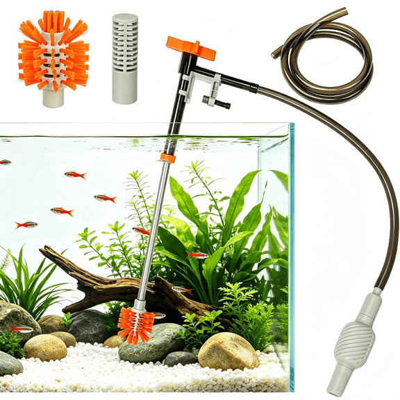 BPPEG Aquarium Siphon Gravel Cleaner Manual Water Changer Kit,Small|3.8 Ft Water Hose,Fish Tank Vacuum Cleaning Tools,Adjustable Flow&Extendable Handle,For Tank Up to 15" Deep