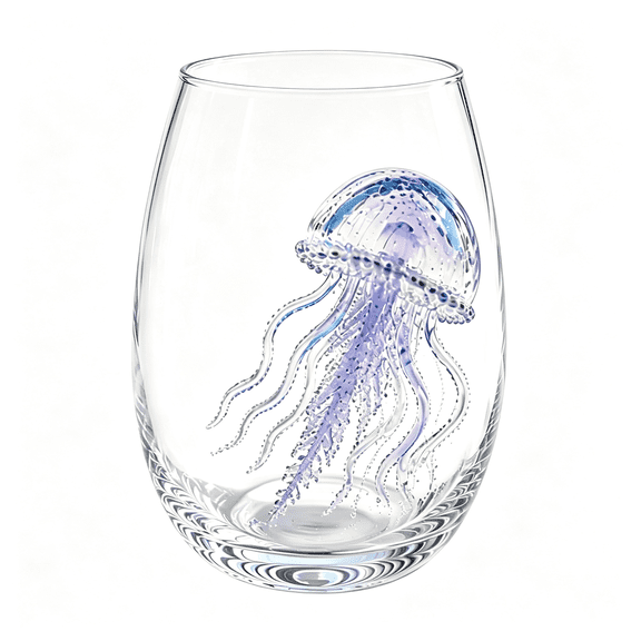 BPPEG Artisanal Blue Ringed Octopus Glassware, Novelty Drinking Glass, 12 Oz Borosilicate Tumbler, Coastal Home Bar Accessories, Unique Ocean Lover Gift#F Artisanal Glass Tea Cups