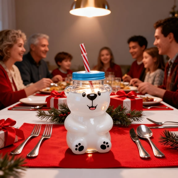 BPPEG Bear Glass Cold Cup,18.6Oz with Straw,Perfect for Iced Beverages,Cocktails,Cold Brew,And Christmas Gift Ideas for Drinkware Enthusiasts,(1 Bear Cup with Straw)