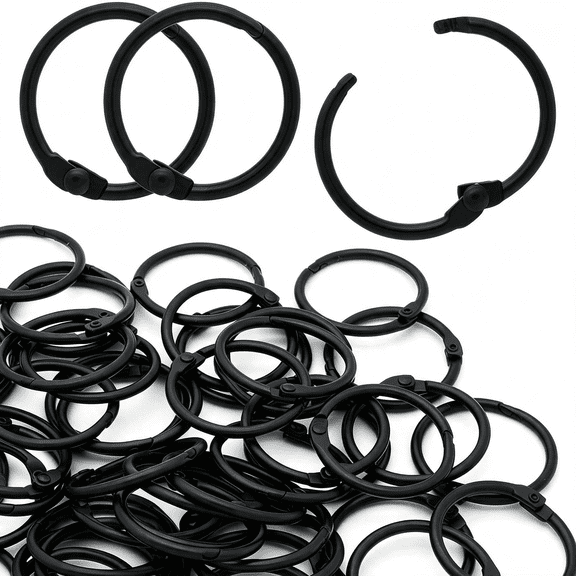 BPPEG Binder Rings Loose Leaf Binder Book Rings, 1 Inch, 50 Pcs | Black Paper Rings Index Card Rings, Metal Binder Clip Rings for Flash Cards, Key Rings, Index Cards (25Mm)