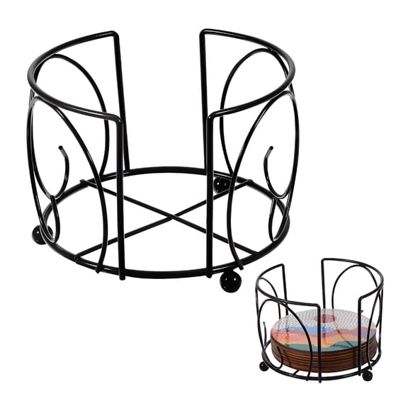 BPPEG Black Iron Coaster Holder, G-Shaped Storage Rack for 4-8 Drink Mats, Multi-Purpose Organizer for Kitchen, Dining Room, Office, Bar, and Living Room