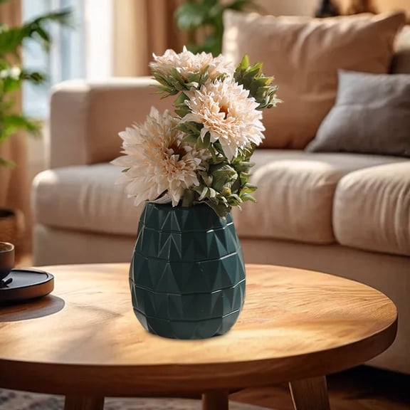 BPPEG Blue Plastic Imitation Glazed Vase for Dried&Fresh Flowers,Modern Home Decor for Living Room,Tv Cabinet&Bedroom,15Cm Tall Decorative Flower Pot Blue Vase
