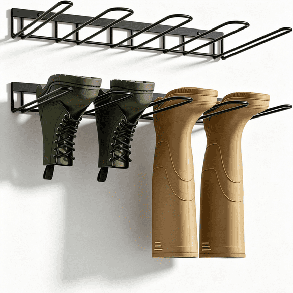 BPPEG Boot Rack Wall Mounted Wader Hanger, Boot Organizer for Garage Entryway Mudroom, Space Saving Storage for Tall Rain Work Boots Waders Boot Organizer (2 Pack)