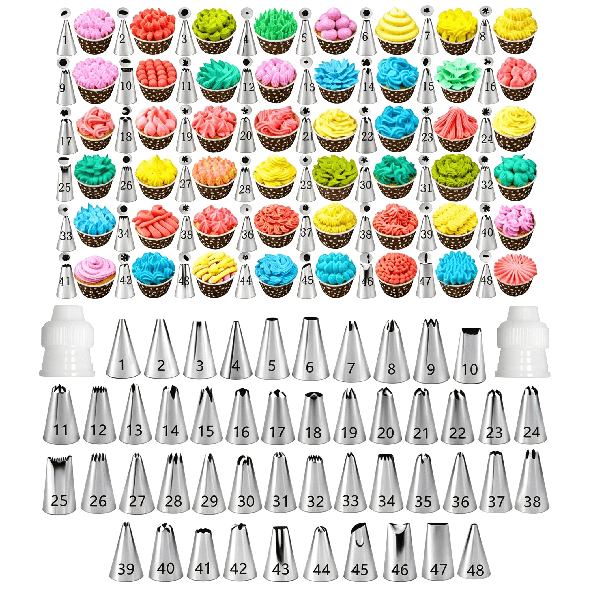 Picross Tips BPPEG Cake Decorating Tips and Icing Piping Tips Coupler with 48Pcs ...